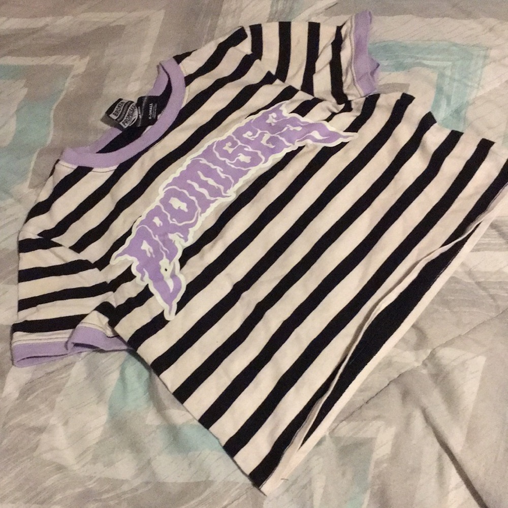 Striped, Broken Promises Crop top. Size-Xs